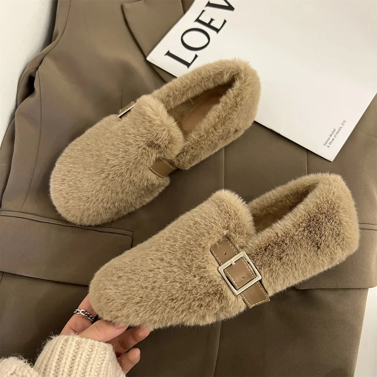 MysigaWinter Fur Slip-on Moccasins