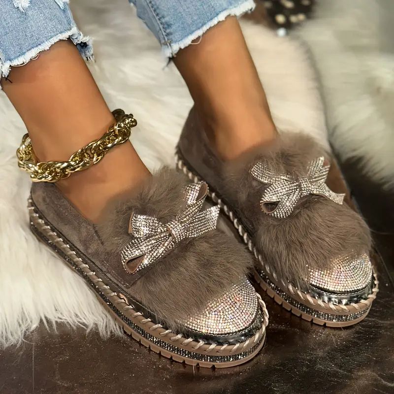Crystal Bow Bekväma loafers – Support & Glittrande