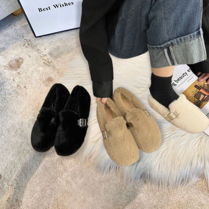 MysigaWinter Fur Slip-on Moccasins