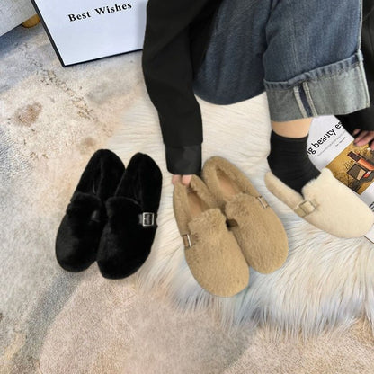 MysigaWinter Fur Slip-on Moccasins