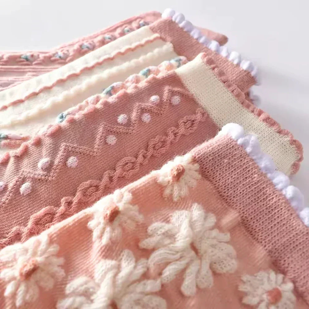 5 par strumpor – Vintage rosa blommor