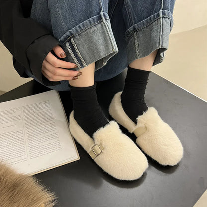 MysigaWinter Fur Slip-on Moccasins