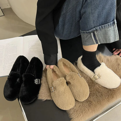 MysigaWinter Fur Slip-on Moccasins