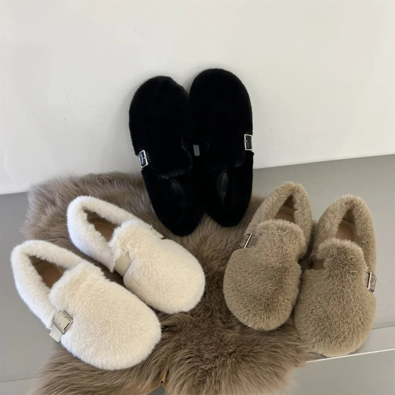 MysigaWinter Fur Slip-on Moccasins