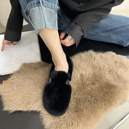 MysigaWinter Fur Slip-on Moccasins