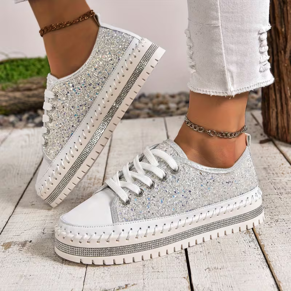 SparkLite Komfort-sneakers - Glittrig stil